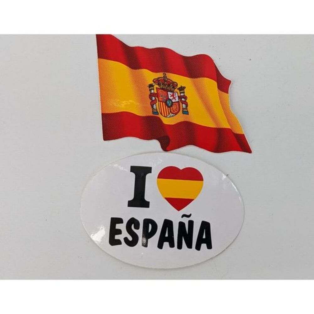 Permanent waterproof vinyl sticker Spanish flag ‎ TWO COUNT Espana Heart